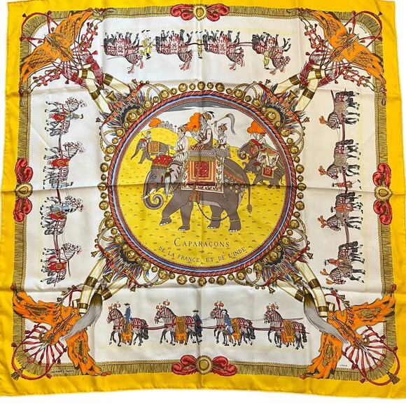 Hermes Caparacons de la France et de L'Inde Carre 90 Silk Scarf - Picture 1 of 8
